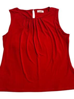 🧳Calvin Klein Red Sleeveless Pleated Neck Top